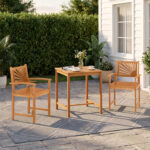 3-Piece Acacia Wood Patio Dining Set with Slatted Surface and Hollow Back - Image 6
