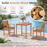 3-Piece Acacia Wood Patio Dining Set with Slatted Surface and Hollow Back - Image 7