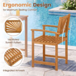 3-Piece Acacia Wood Patio Dining Set with Slatted Surface and Hollow Back - Image 9