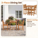 3-Piece Acacia Wood Patio Dining Set with Slatted Surface and Hollow Back - Image 10