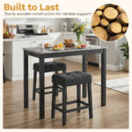 3-Piece Bar Table Set with Charging Station and Faux Marble Top - Image 8