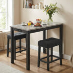 3-Piece Bar Table Set with Charging Station and Faux Marble Top - Image 3