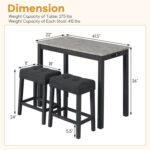 3-Piece Bar Table Set with Charging Station and Faux Marble Top - Image 5