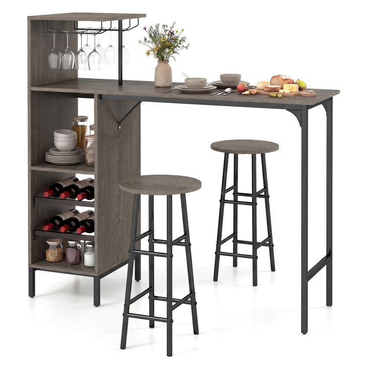 3_Piece_Bar_Table_an_1774423638543418_948860.jpeg 3 Piece Bar Table and Chairs Set with 6-Bottle Wine Rack - Image 1