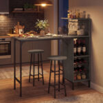 3 Piece Bar Table and Chairs Set with 6-Bottle Wine Rack - Image 3