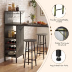 3 Piece Bar Table and Chairs Set with 6-Bottle Wine Rack - Image 9