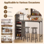 3 Piece Bar Table and Chairs Set with 6-Bottle Wine Rack - Image 5