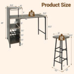 3 Piece Bar Table and Chairs Set with 6-Bottle Wine Rack - Image 4