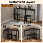 3-Piece Convertible L-Shaped Kitchen Table Chair Set with 2 AC Outlets USB Port and Type-C Port - Image 7