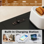 3-Piece Convertible L-Shaped Kitchen Table Chair Set with 2 AC Outlets USB Port and Type-C Port - Image 8