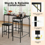 3-Piece Convertible L-Shaped Kitchen Table Chair Set with 2 AC Outlets USB Port and Type-C Port - Image 10