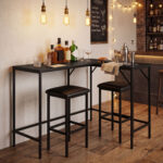3-Piece Convertible L-Shaped Kitchen Table Chair Set with 2 AC Outlets USB Port and Type-C Port - Image 2