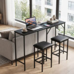 3-Piece Convertible L-Shaped Kitchen Table Chair Set with 2 AC Outlets USB Port and Type-C Port - Image 6