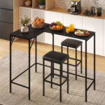 3-Piece Convertible L-Shaped Kitchen Table Chair Set with 2 AC Outlets USB Port and Type-C Port - Image 3