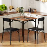 3-Piece Dining Table Set Square Kitchen Table and 2 Chairs for Dining Room - Image 2