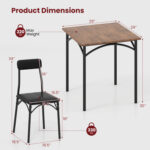 3-Piece Dining Table Set Square Kitchen Table and 2 Chairs for Dining Room - Image 5