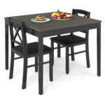 3-Piece Dining Table Set Wooden Square Kitchen Table for 2 People - Image 4