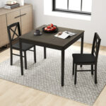 3-Piece Dining Table Set Wooden Square Kitchen Table for 2 People - Image 2