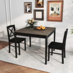 3-Piece Dining Table Set Wooden Square Kitchen Table for 2 People - Image 3