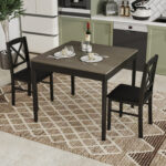 3-Piece Dining Table Set Wooden Square Kitchen Table for 2 People - Image 6