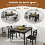 3-Piece Dining Table Set Wooden Square Kitchen Table for 2 People - Image 10