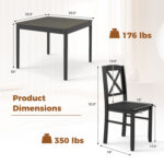 3-Piece Dining Table Set Wooden Square Kitchen Table for 2 People - Image 5
