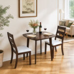 3-Piece Dining Table Set with Wooden Square Kitchen Table and 2 Chairs - Image 2