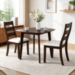 3-Piece Dining Table Set with Wooden Square Kitchen Table and 2 Chairs - Image 3