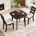 3-Piece Dining Table Set with Wooden Square Kitchen Table and 2 Chairs - Image 6