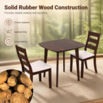 3-Piece Dining Table Set with Wooden Square Kitchen Table and 2 Chairs - Image 7