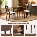 3-Piece Dining Table Set with Wooden Square Kitchen Table and 2 Chairs - Image 10