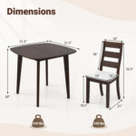 3-Piece Dining Table Set with Wooden Square Kitchen Table and 2 Chairs - Image 5