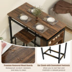 3 Pieces Dining Table Set with 3-Tier Storage Shelf and Metal Frame - Image 10
