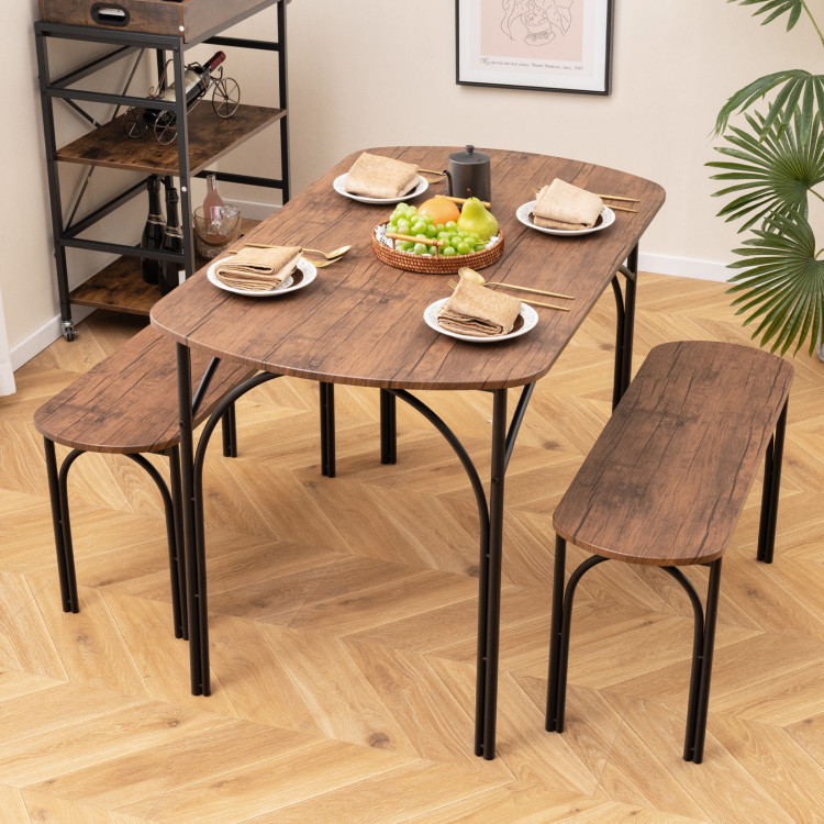3-Piece Dining Table Set for 4 with Metal Frame - Image 2