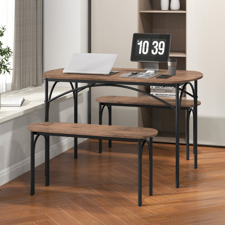 3-Piece Dining Table Set for 4 with Metal Frame - Image 3