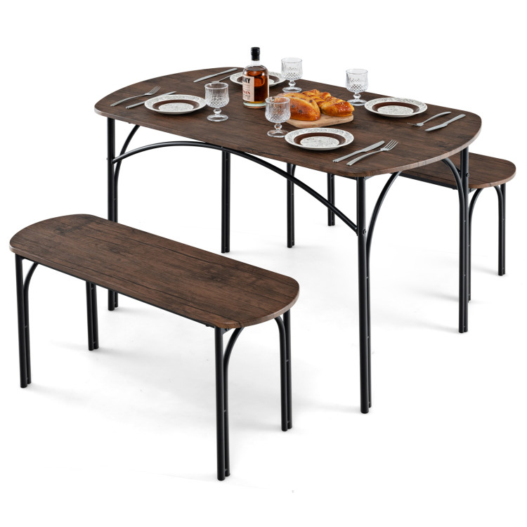 3-Piece Dining Table Set for 4 with Metal Frame - Image 4