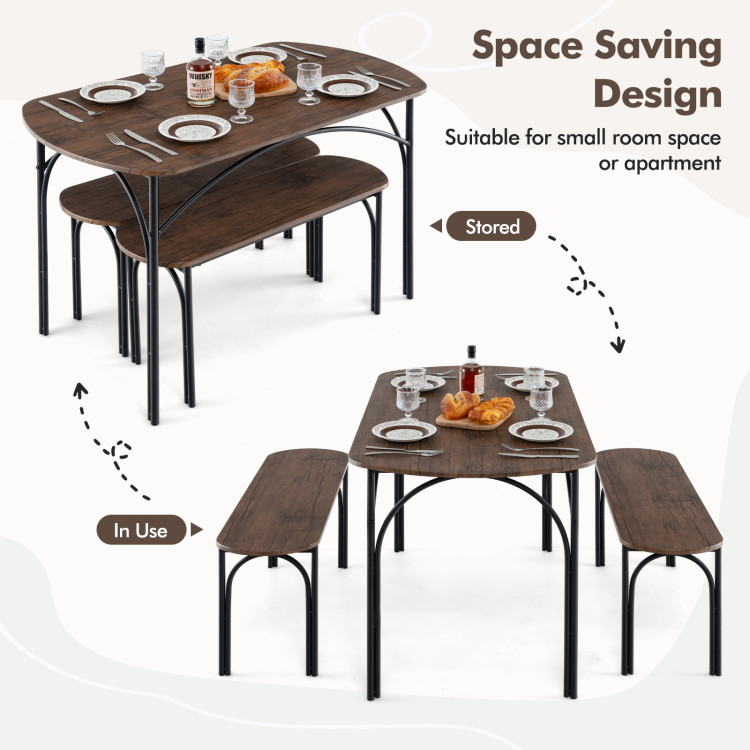 3-Piece Dining Table Set for 4 with Metal Frame - Image 6