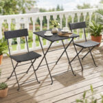 3-Piece Folding Bistro Set with PE Wicker and X-Shaped Metal Frame - Image 3