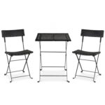 3-Piece Folding Bistro Set with PE Wicker and X-Shaped Metal Frame