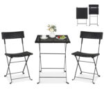 3-Piece Folding Bistro Set with PE Wicker and X-Shaped Metal Frame - Image 4