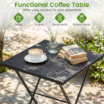 3-Piece Folding Bistro Set with PE Wicker and X-Shaped Metal Frame - Image 6
