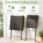 3-Piece Folding Bistro Set with PE Wicker and X-Shaped Metal Frame - Image 9