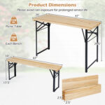 3-Piece Folding Picnic Table with Benches Fir Wood Portable Bear Camping Set - Image 5