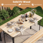 3-Piece Folding Picnic Table with Benches Fir Wood Portable Bear Camping Set - Image 8