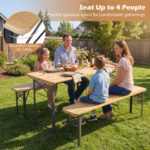 3-Piece Folding Picnic Table with Benches Fir Wood Portable Bear Camping Set - Image 10
