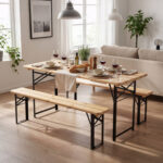 3-Piece Folding Picnic Table with Benches Fir Wood Portable Bear Camping Set - Image 11