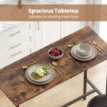 3-Piece Industrial Bar Table Set with 2 Upholstered Stools and Footrests for Dining Room - Image 7