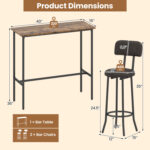 3-Piece Industrial Bar Table Set with 2 Upholstered Stools and Footrests for Dining Room - Image 5