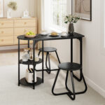 3-Piece Industrial Dining Table Set for Small Space - Image 2