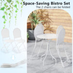 3 Piece Metal Bistro Patio Round Table and 2 Folding Chairs Set - Image 7